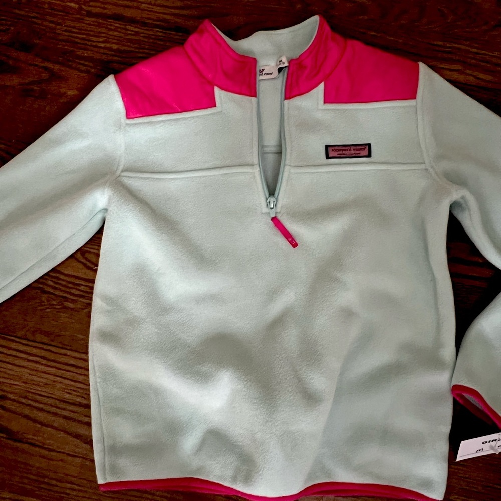 Pastel Green VINEYARD VINES Fleece Half Zip Girls size 10-12